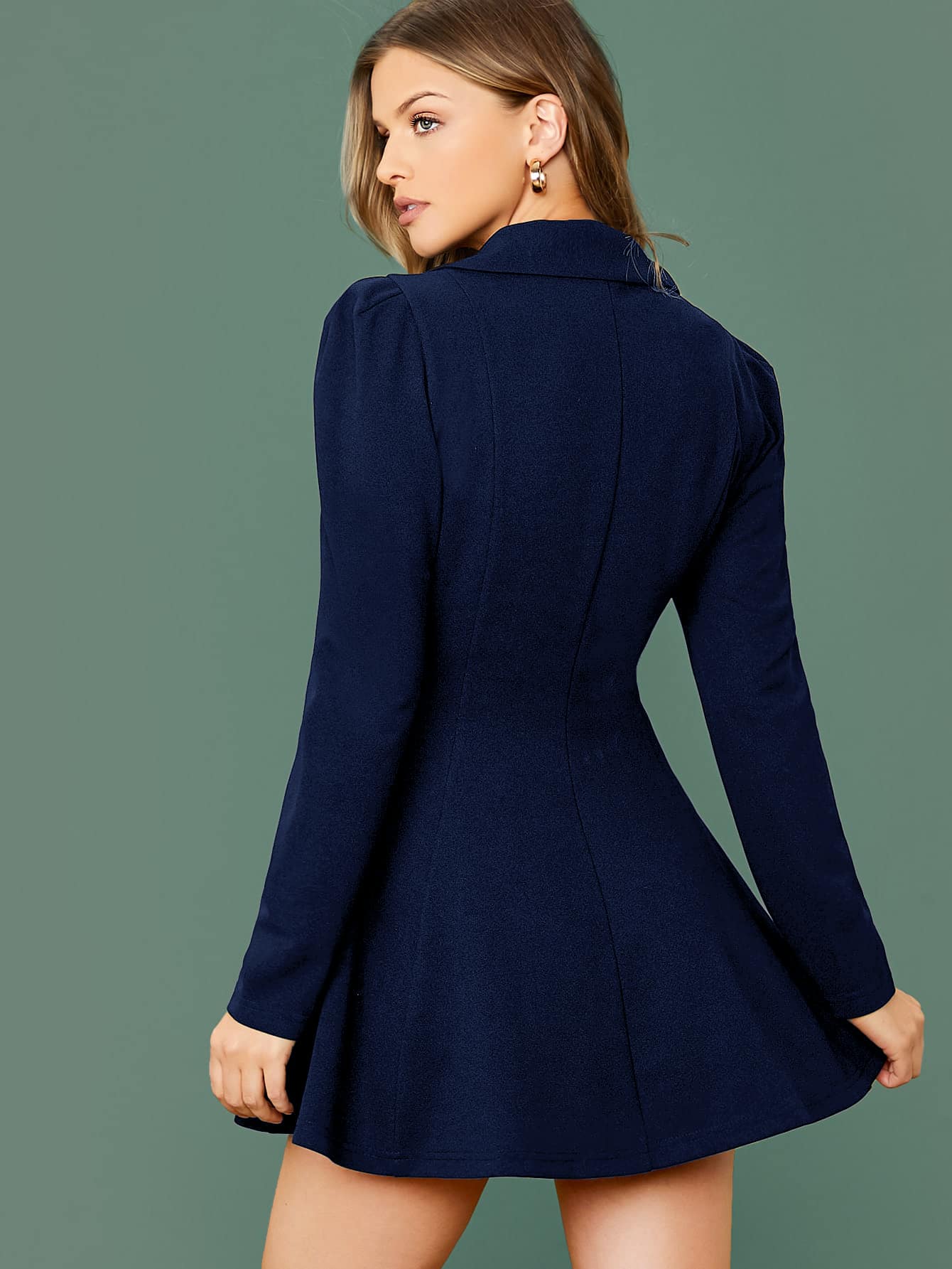 Chic Notch Collar Double-Breasted Blazer Dress for Effortless Elegance