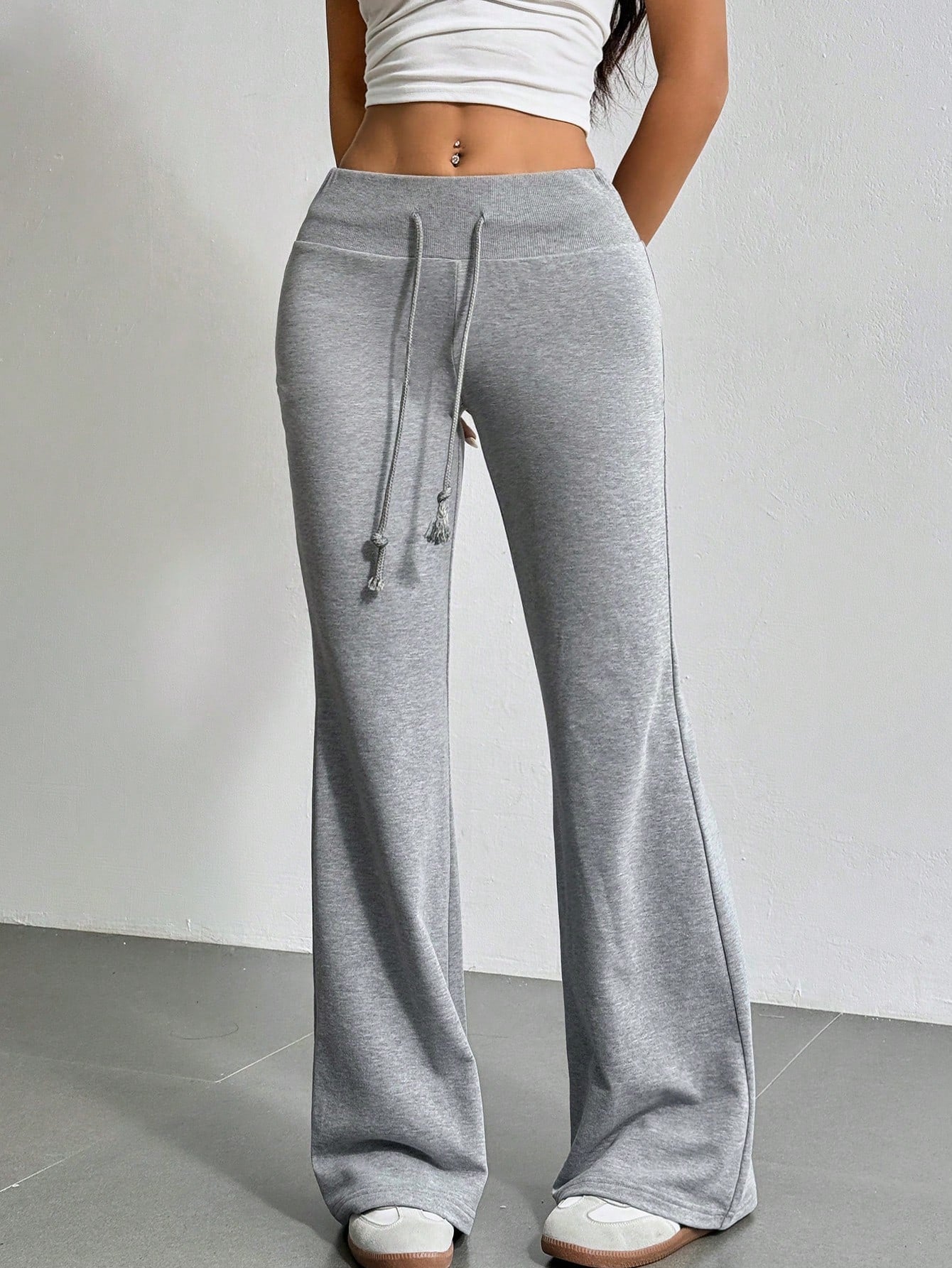 Chic Tween Girl Casual Knitted Flared Pants - Effortless Style for Everyday Wear