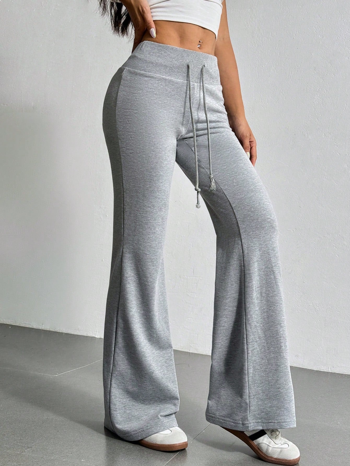 Chic Tween Girl Casual Knitted Flared Pants - Effortless Style for Everyday Wear