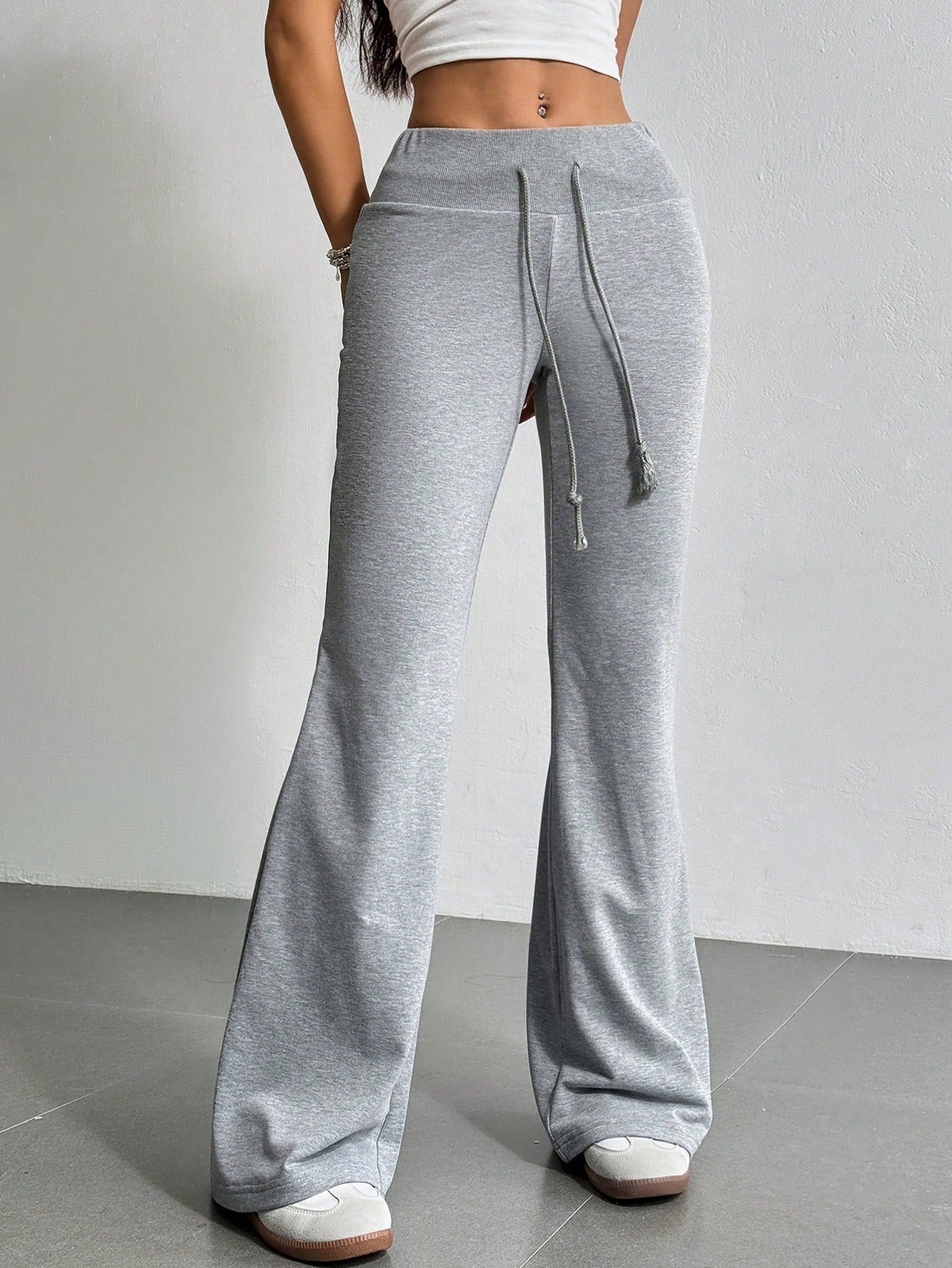 Chic Tween Girl Casual Knitted Flared Pants - Effortless Style for Everyday Wear