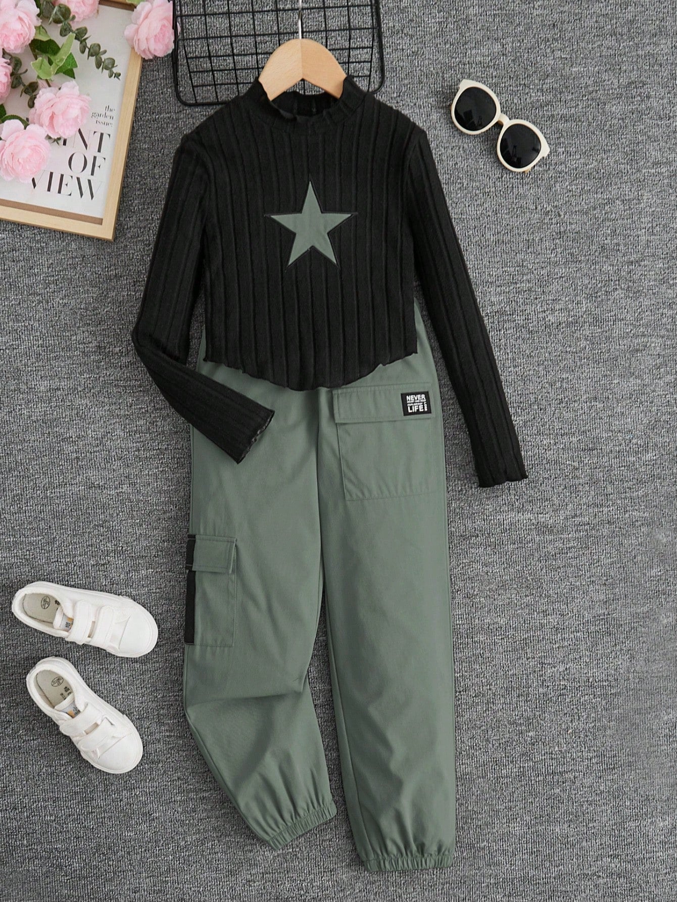 Chic Tween Girl Knitted Sweater & Casual Pants Set – Trendy Fall Fashion!