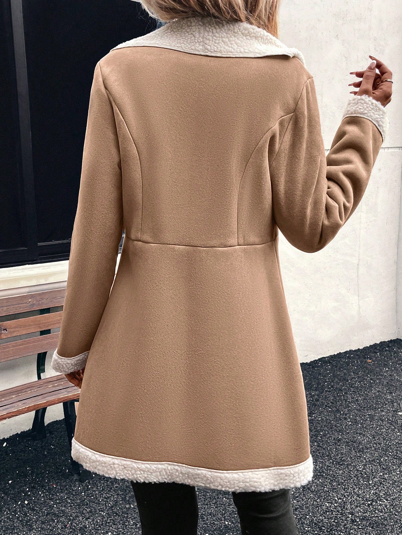 Chic Contrast Color Long Jacket for Women - Ideal Autumn & Winter Style