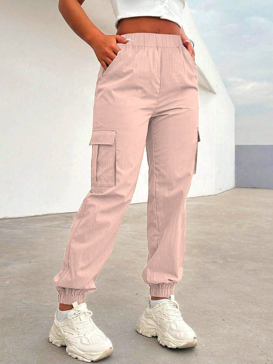 Trendy Teen Girl Casual Cargo Pants - Drawstring Comfort for Sporty Outdoor Adventures