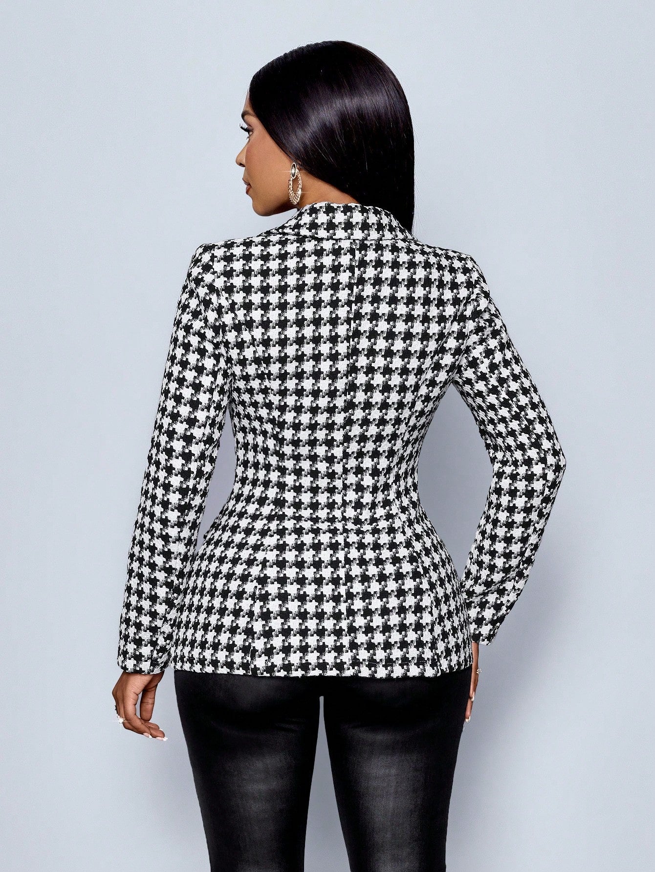 Chic Autumn Elegance: SOLERSUN Women's Contrast Color Checked Tweed Suit Jacket