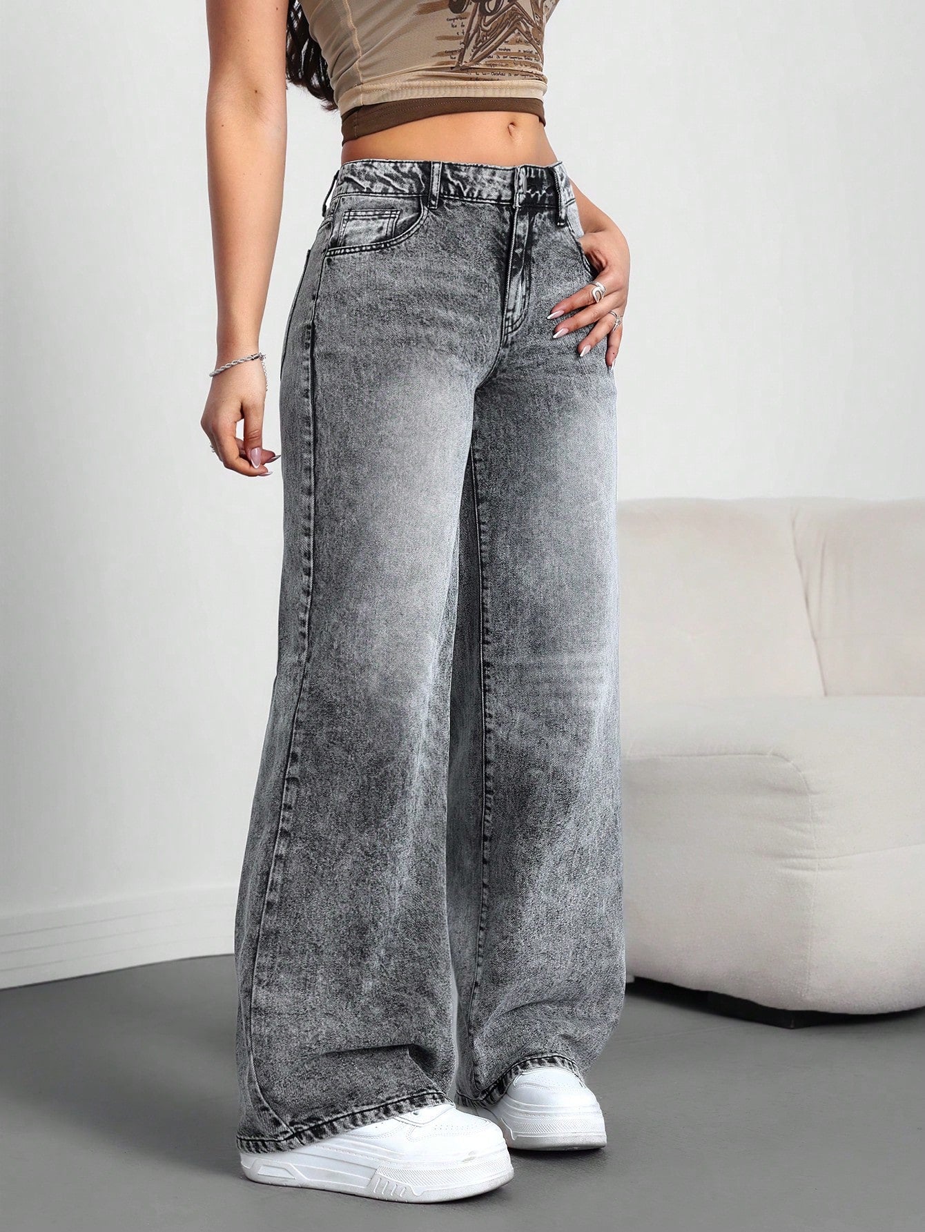 Chic & Comfy: Tall Women's Casual Loose Wide-Leg Black Jeans