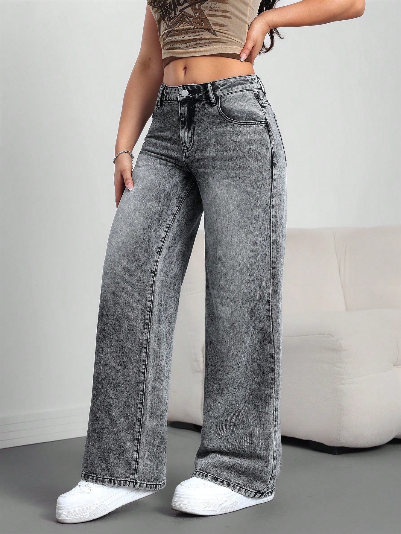 Chic & Comfy: Tall Women's Casual Loose Wide-Leg Black Jeans